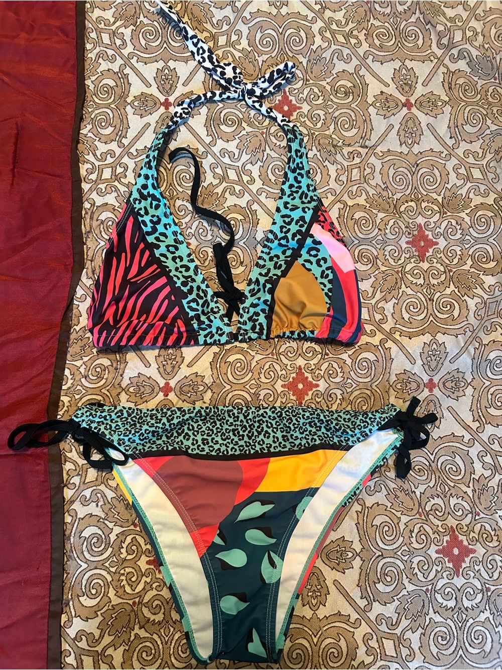 Women Colorful Triangle Bikini Set Large